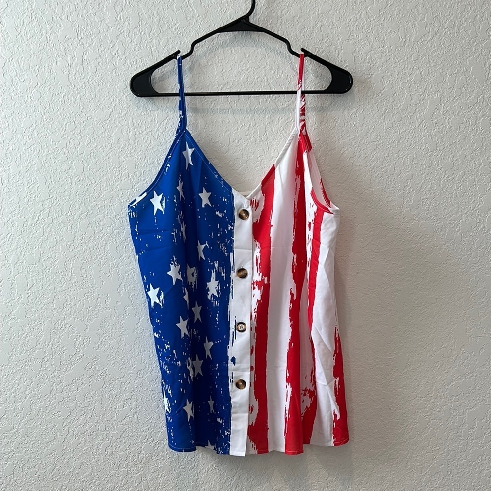 Red and White Asymmetrical Sleeveless Camisole